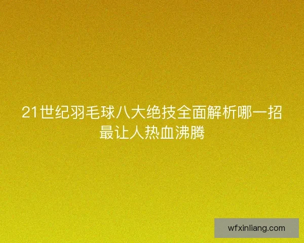 21世纪羽毛球八大绝技全面解析哪一招最让人热血沸腾